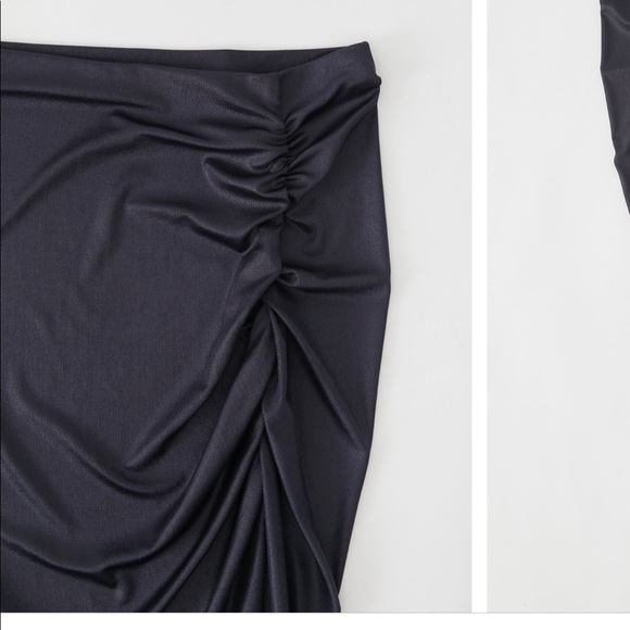 UO urban outfitters black ruched midi skirt - Picture 2 of 11